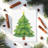 クリスマスツリーの水彩画 ホリデー シーズンカード