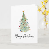クリスマスツリーの水色 カード (黄色い花)