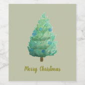 クリスマスツリーの水色 ワインラベル (シングルラベル)