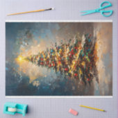 クリスマスツリーの油彩画デコパージュ 薄葉紙 (クラフト)