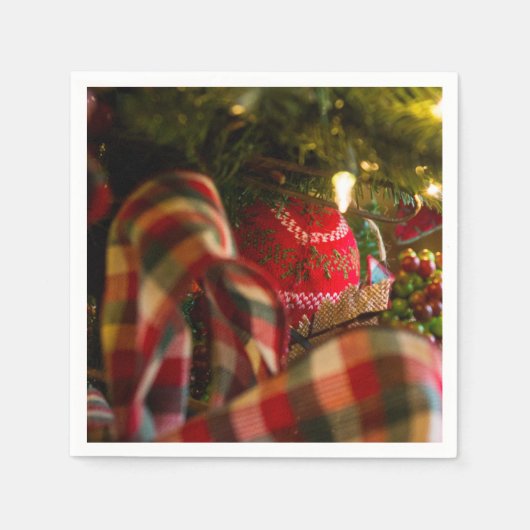 クリスマスツリーの深さ スタンダードカクテルナプキン (正面)