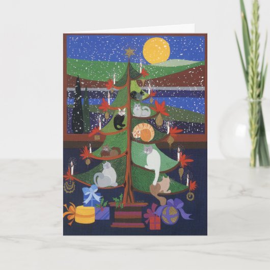 クリスマスツリーの猫たち シーズンカード (正面)