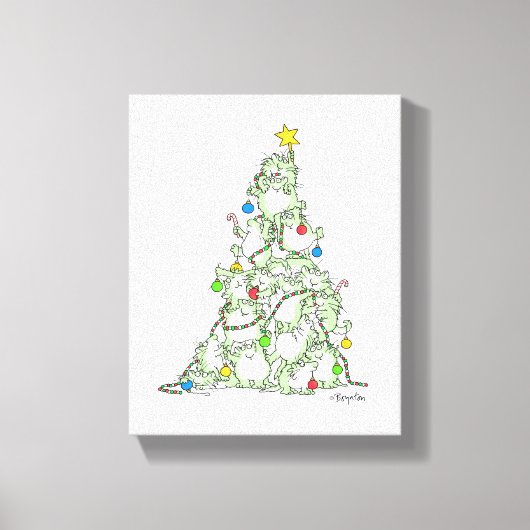 クリスマスツリーの猫ちゃんバイサンドラボイントン キャンバスプリント (正面)