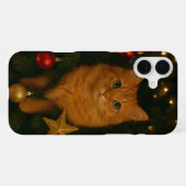 クリスマスツリーの猫のiPhone 16 Plusケース iPhoneケース (裏面横)