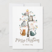 クリスマスツリーの猫クリスマスホリデーカード シーズンカード (正面)