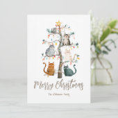 クリスマスツリーの猫クリスマスホリデーカード シーズンカード (スタンド正面)