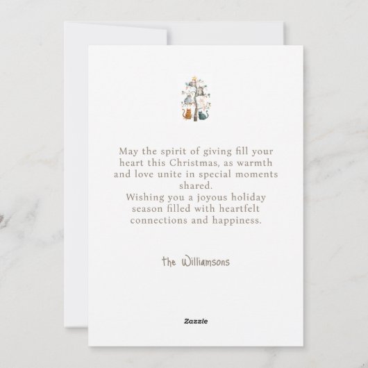 クリスマスツリーの猫クリスマスホリデーカード シーズンカード (裏面)