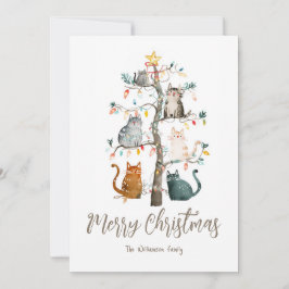 クリスマスツリーの猫クリスマスホリデーカード シーズンカード