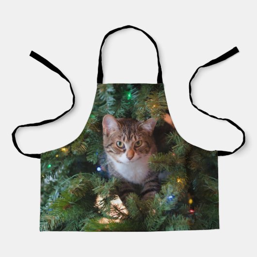 クリスマスツリーの猫 エプロン (正面)