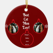 クリスマスツリーの猫 カスタマイズ  セラミックオーナメント (正面)
