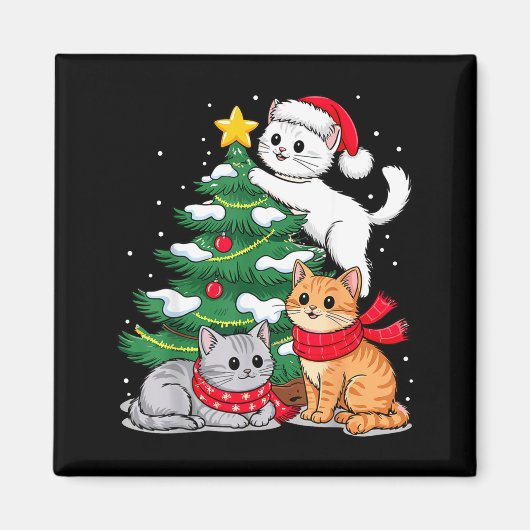 クリスマスツリーの猫 クリスマス マグネット (正面)