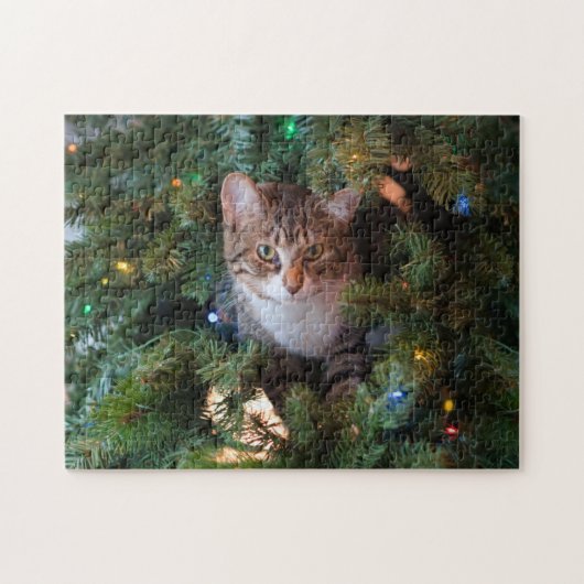 クリスマスツリーの猫 ジグソーパズル (横)