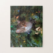 クリスマスツリーの猫 ジグソーパズル (縦)