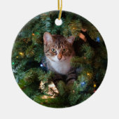 クリスマスツリーの猫 セラミックオーナメント (正面)