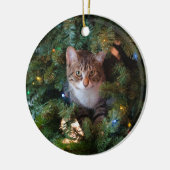 クリスマスツリーの猫 セラミックオーナメント (左)
