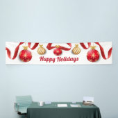 クリスマスツリーの玉が赤い金ゴールドバナー 横断幕 (トレードショー)