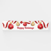 クリスマスツリーの玉が赤い金ゴールドバナー 横断幕 (横)