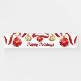 クリスマスツリーの玉が赤い金ゴールドバナー 横断幕