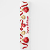 クリスマスツリーの玉が赤い金ゴールドバナー 横断幕 (縦)