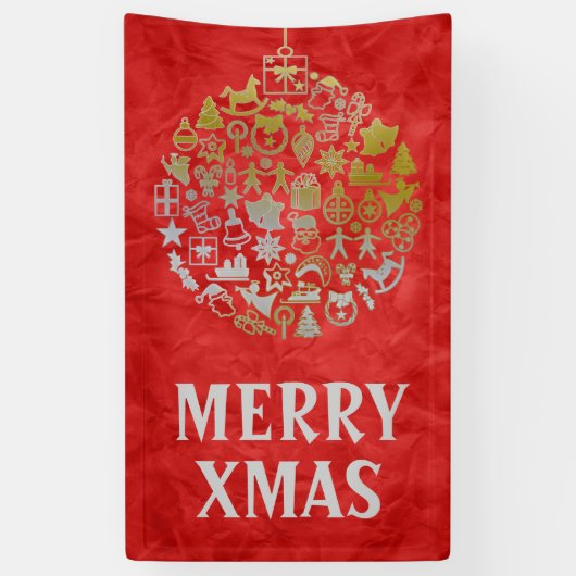 クリスマスツリーの球のオーナメント + あなたのアイディア 横断幕 (縦)