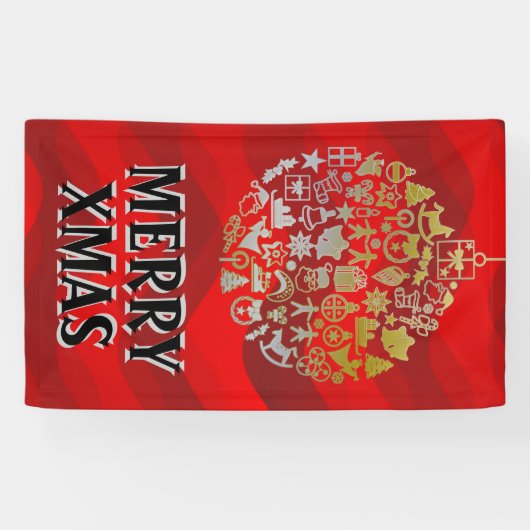 クリスマスツリーの球のオーナメント + あなたのアイディア 横断幕 (横)