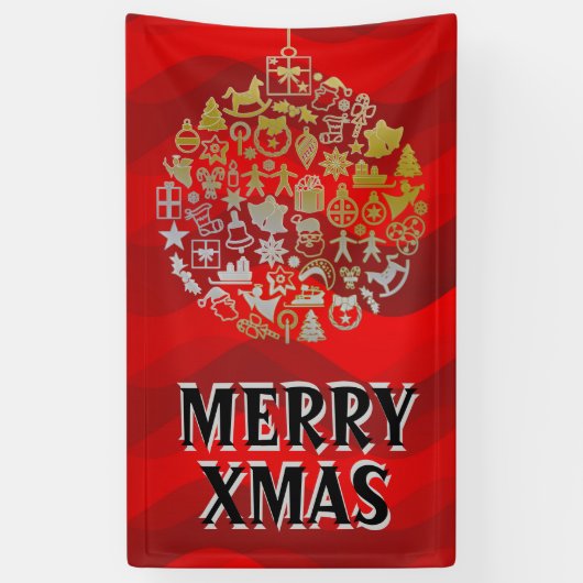 クリスマスツリーの球のオーナメント + あなたのアイディア 横断幕 (縦)