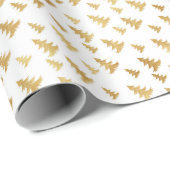 クリスマスツリーの白背景に金の模様。 ラッピングペーパー (ロールコーナー)