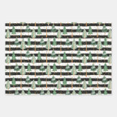 クリスマスツリーの白黒ストライプドット ラッピングペーパーシート (正面)