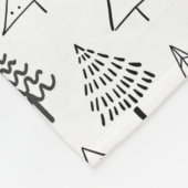 クリスマスツリーの白黒パターン フリースブランケット (角)