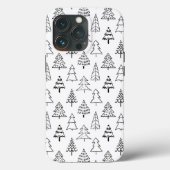 クリスマスツリーの白黒パターン Case-Mate iPhoneケース (裏面)