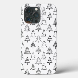 クリスマスツリーの白黒パターン iPhone 13 PROケース