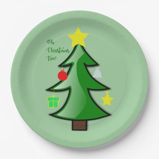 クリスマスツリーの素敵な枝 ペーパープレート (正面)