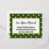 クリスマスツリーの緑と白の動きのお知らせ 箔シーズンポストカード (正面/裏面)