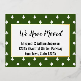 クリスマスツリーの緑と白の動きのお知らせ 箔シーズンポストカード