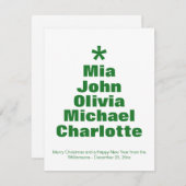 クリスマスツリーの緑と白の名前をカスタムするカード (正面/裏面)