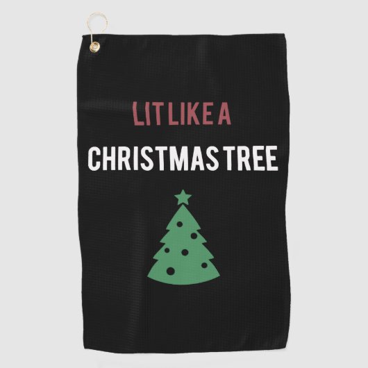 クリスマスツリーの緑のクリスマスのように点灯する ゴルフタオル (正面)