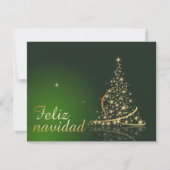 クリスマスツリーの緑のクリスマスのモチーフ 招待状 (正面)