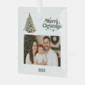 クリスマスツリーの緑の写真 ガラスオーナメント (正面左)