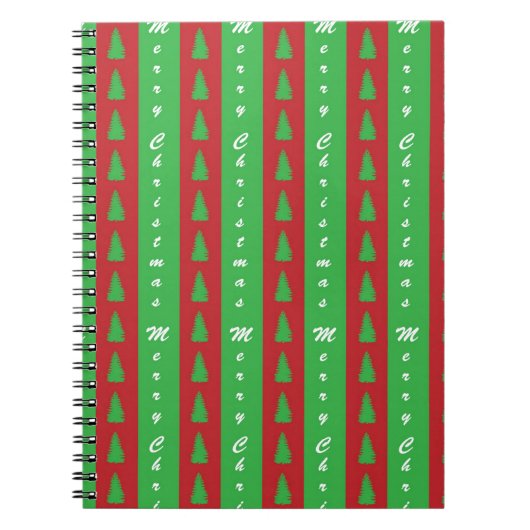 クリスマスツリーの背景パターン ノートブック (正面)