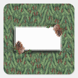 クリスマスツリーの背景(ラベル付き) 長方形シール