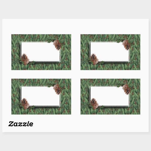 クリスマスツリーの背景(ラベル付き) 長方形シール (シート)