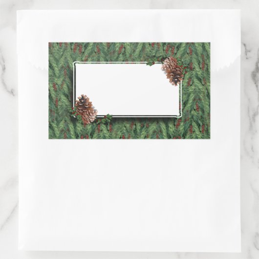 クリスマスツリーの背景(ラベル付き) 長方形シール (バッグ)