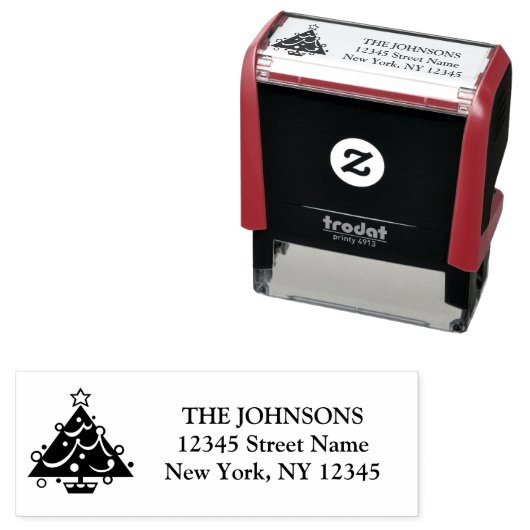 クリスマスツリーの自己手書き差出人住所スタンプ セルフインキングスタンプ (インサイチュ)