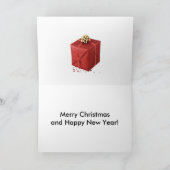 クリスマスツリーの色合い赤いグリーティングカード シーズンカード (内部)