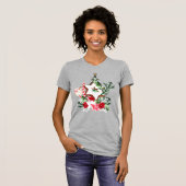 クリスマスツリーの花のキャンディケイン JOY Tシャツ (正面フル)