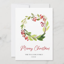 クリスマスツリーの葉と実のリースのクリスマスメッセージ