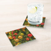 クリスマスツリーの装飾の写真コースター ガラスコースター (アングル)