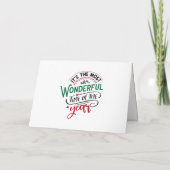 クリスマスツリーの装飾を雪の赤の緑に文字 シーズンカード (裏面)