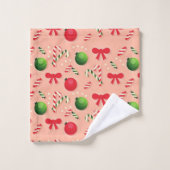 クリスマスツリーの装飾パターン バスタオルセット (ウォッシュタオル)