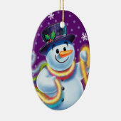 クリスマスツリーの装飾雪だるま&ティンセル。 セラミックオーナメント (右)